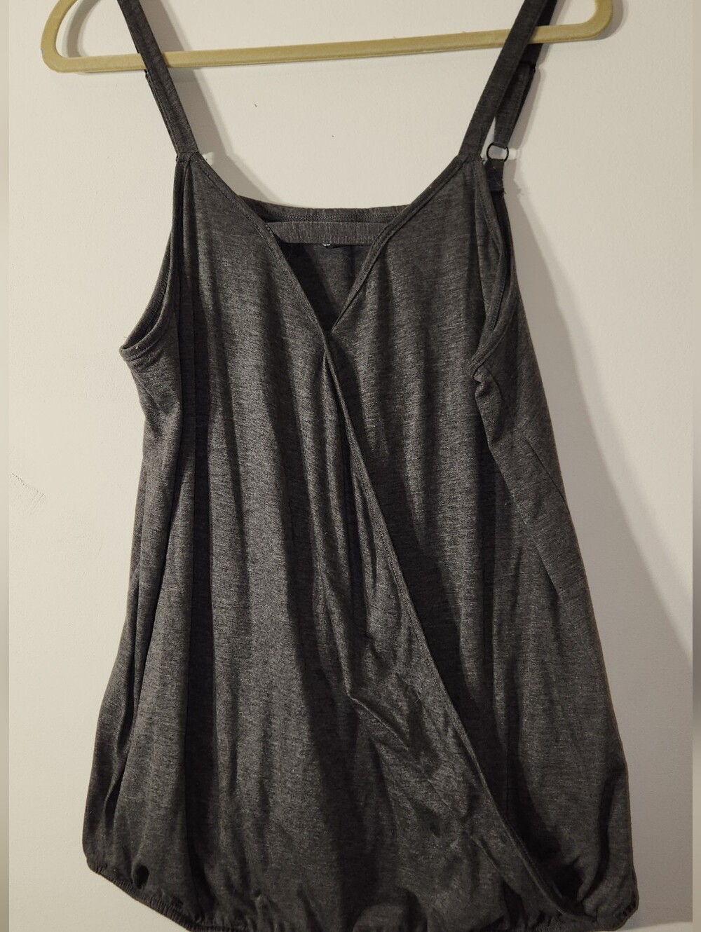 BloomChic Charcoal Draped Camisole Pajama Top 14/16 Wrap Style. Banded Bottom